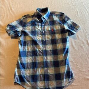 U.S. ASSN Boys Blue Plaid Shirt Size Small